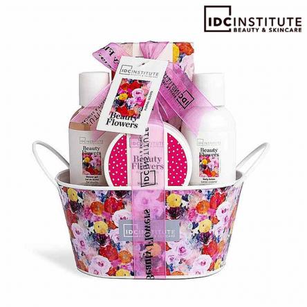 Idc institute beauty flowers 4 pcs tin basket
