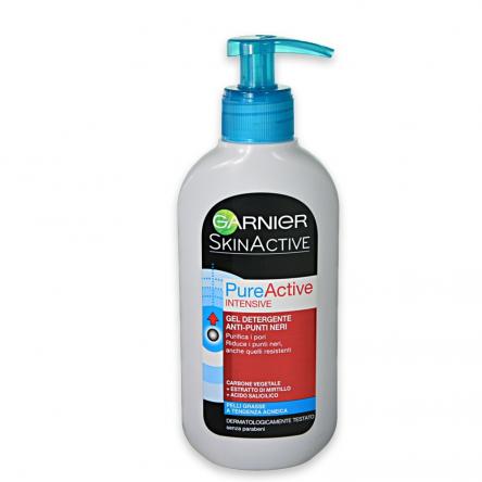 Garnier skin nat. pure active intense gel detergente anti-punti neri 200 ml