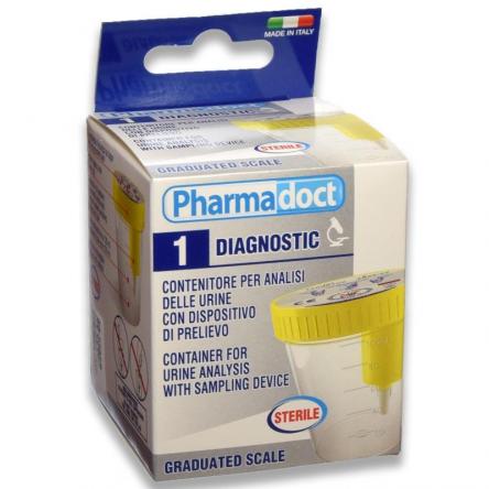 Pharmadoct contenitore per analisi delle urine con dispositivo di prelievo