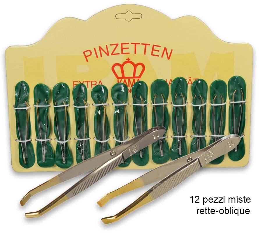 Pinzette nichelate 94/77 mm punta dorata