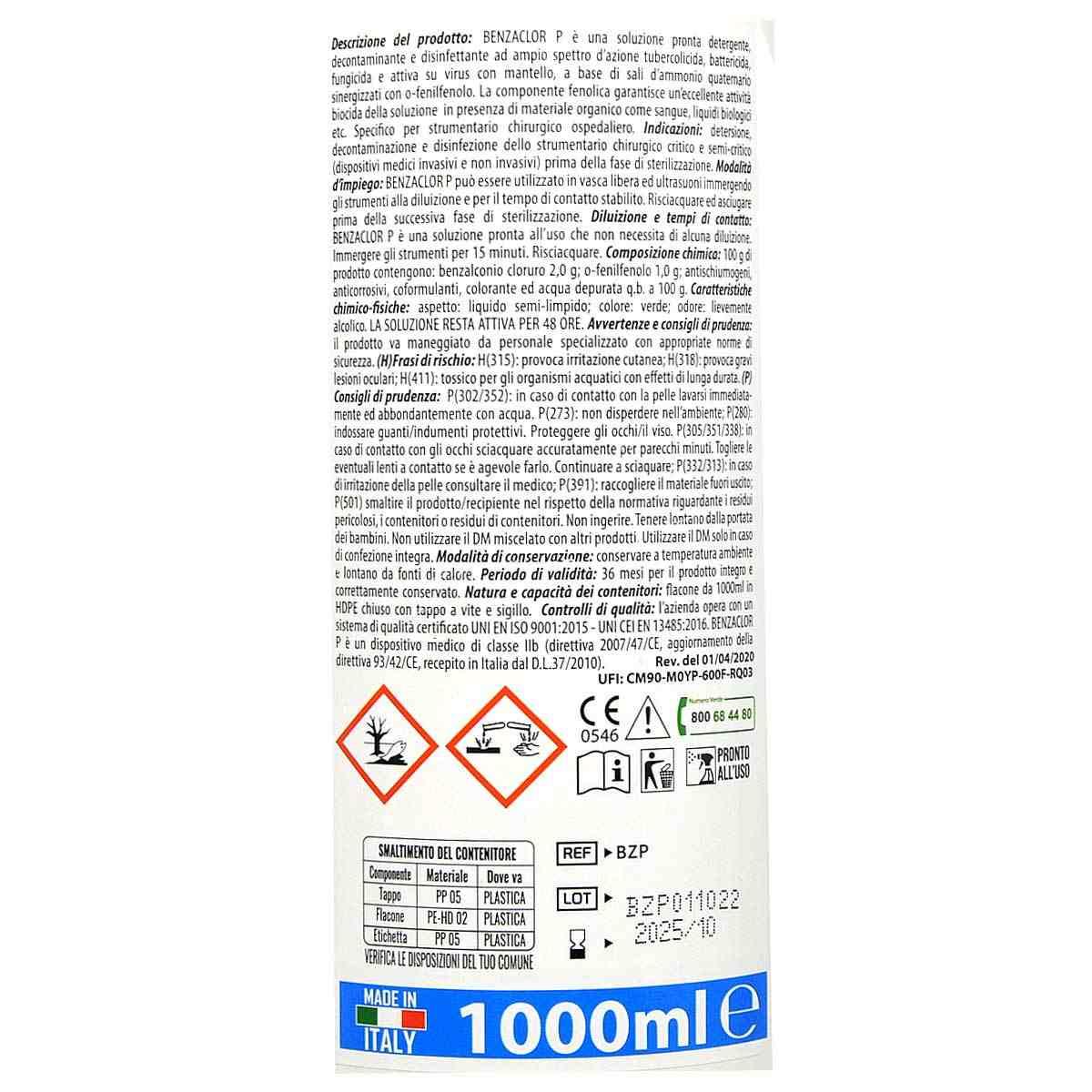 Liquido per disinfezione dello strumentario 1 litro