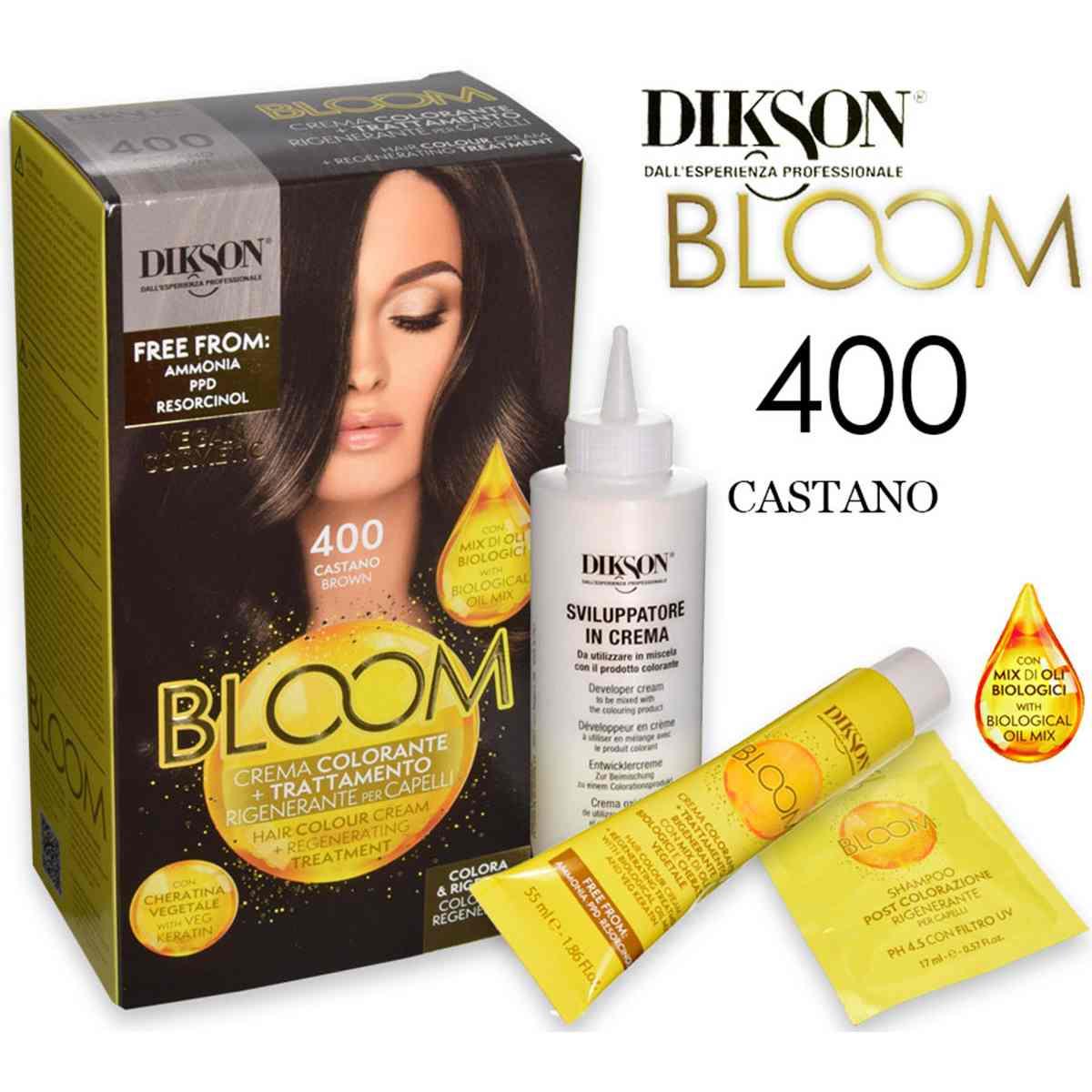 Dikson bloom crema colorante con cheratina 400 castano