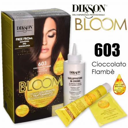 Dikson bloom crema colorante con cheratina 603 cioccolato flambe'