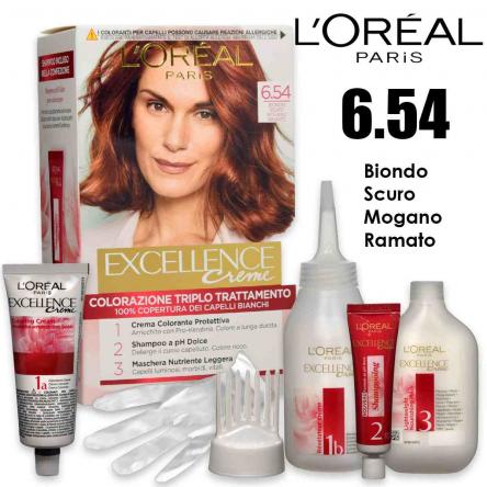 L'oreal colorazione triplo trattamento excellence n 6,54