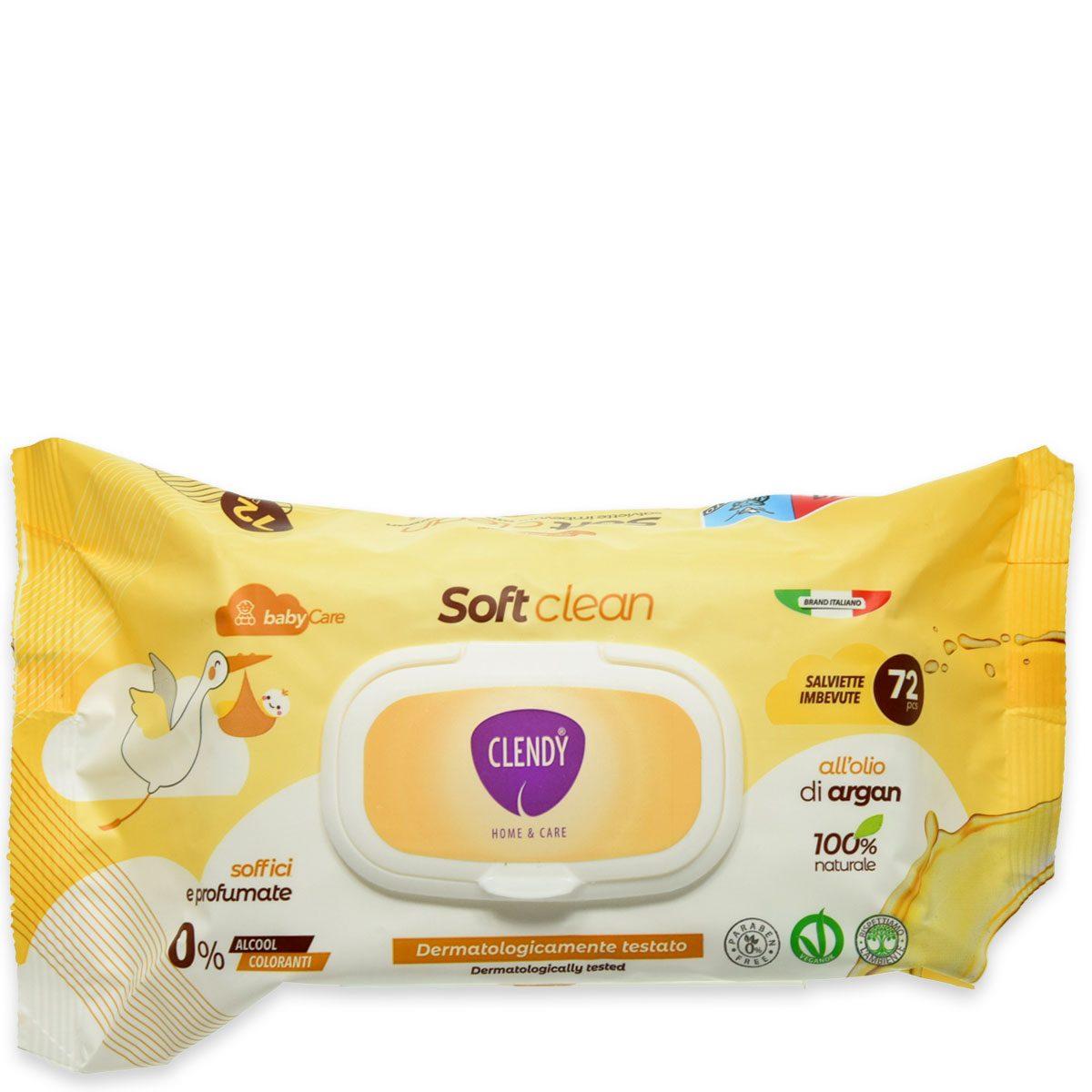 Clendy salviette imb. soft clean argan 72 pz