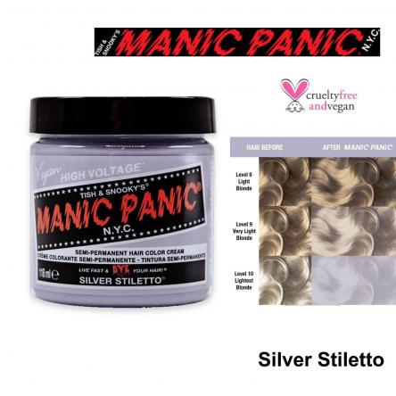 Manic panic high voltage silver stiletto silver