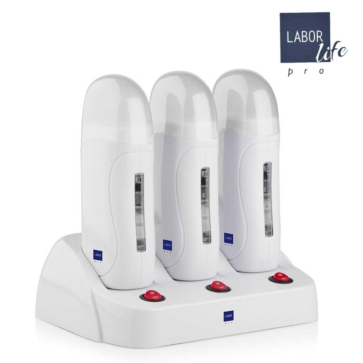 Labor trio roller set professionale tre manipoli scaldacera con base