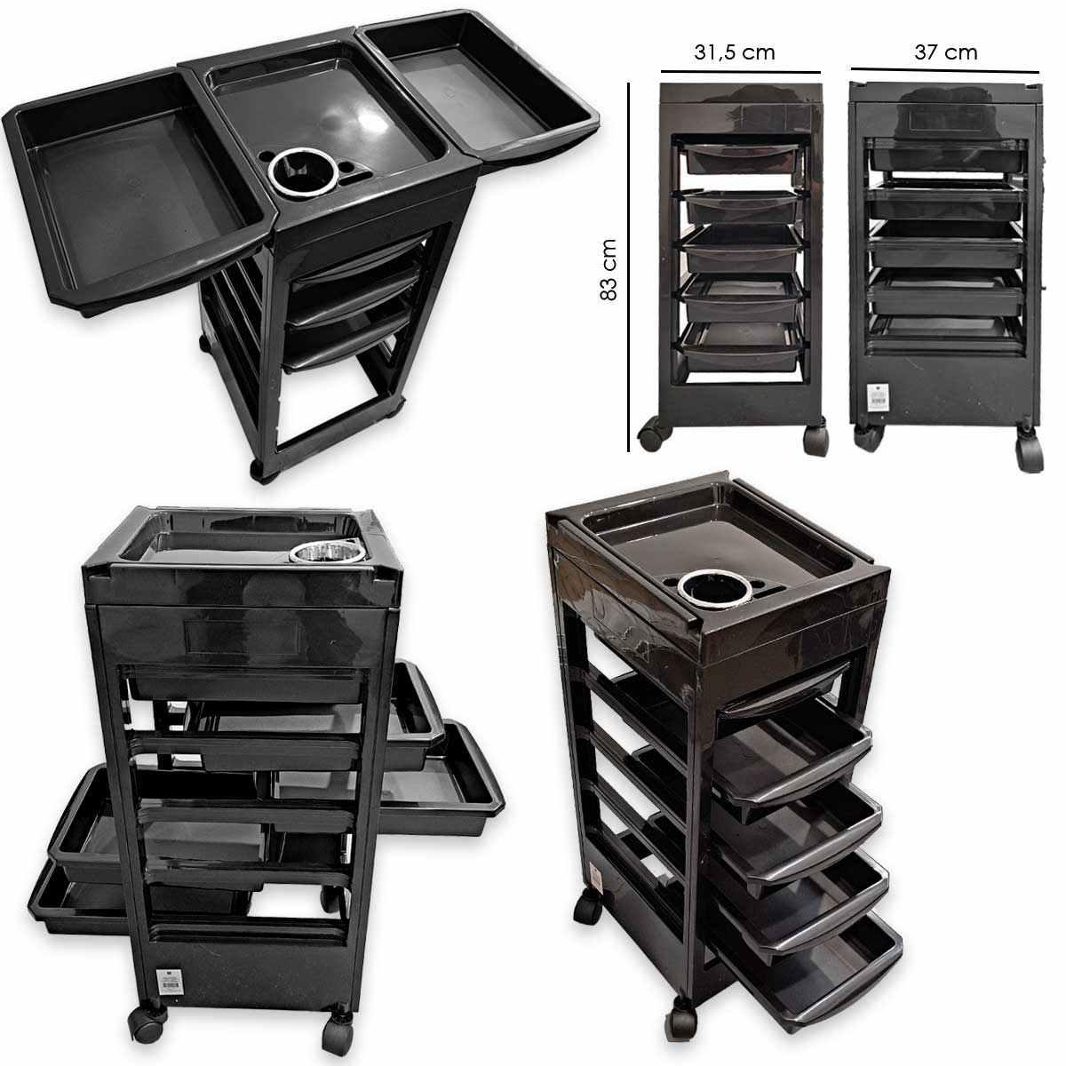 Labor pro carrello nery per parruchiere  5 scomparti nero