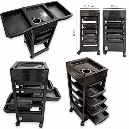 Labor pro carrello nery per parruchiere  5 scomparti nero