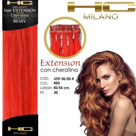 Hc milano extension cheratina remy 50/55 cm 20 pz col.red