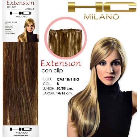 Hc milano extension 3 clip remy largh.14-16cm lungh.50/55 cm col.8 beige chiaro 8,013