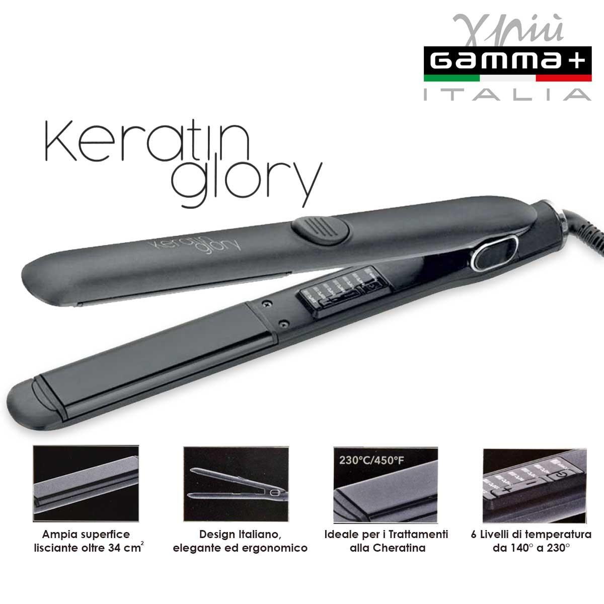 Gamma piu' piastra lisciante professionale keratin glory nero