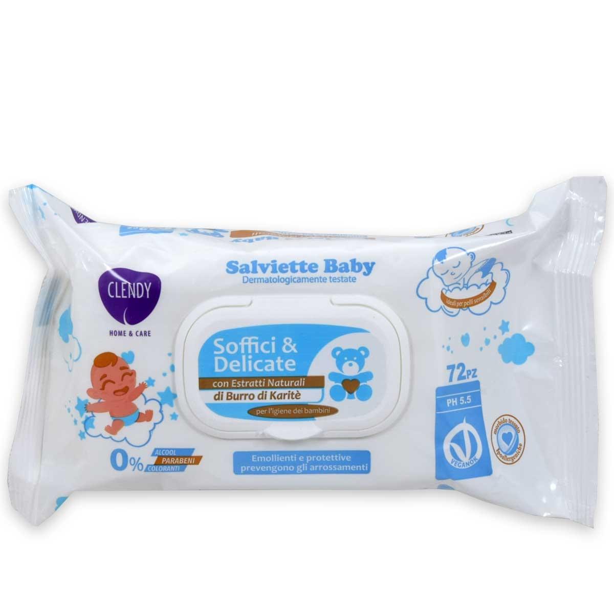 Clendy salviette imb. baby burro di karite 72 pz