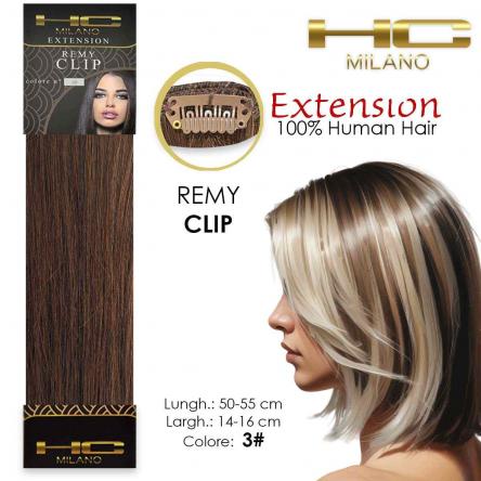 Hc milano capelli naturali 3 clip 1 striscia remy largh.14-16cm lungh.55cm col.3