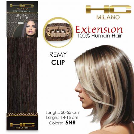 Hc milano capelli naturali 3 clip 1 striscia remy largh.14-16cm lungh.55cm col.5n