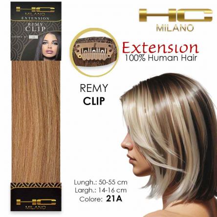 Hc milano capelli naturali 3 clip 1 striscia remy largh.14-16cm lungh.55cm col.24a