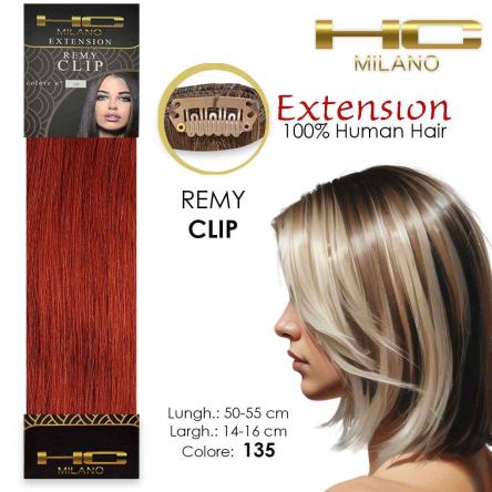 Hc milano capelli naturali 3 clip 1 striscia remy largh.14-16cm lungh.55cm col.135