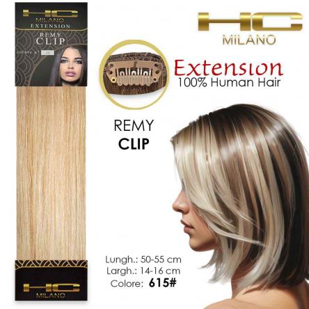 Hc milano capelli naturali 3 clip 1 striscia remy largh.14-16cm lungh.55cm col.615