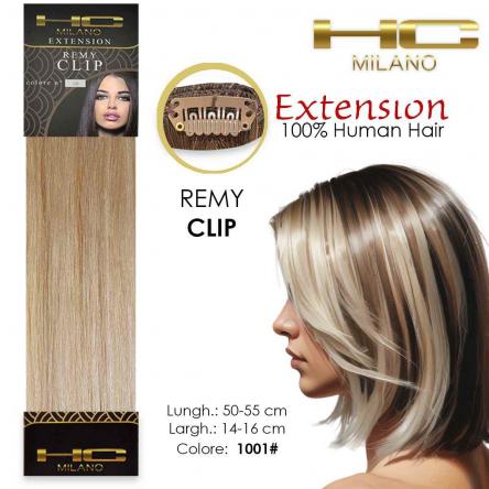 Hc milano capelli naturali 3 clip 1 striscia remy largh.14-16cm lungh.55cm col.1001