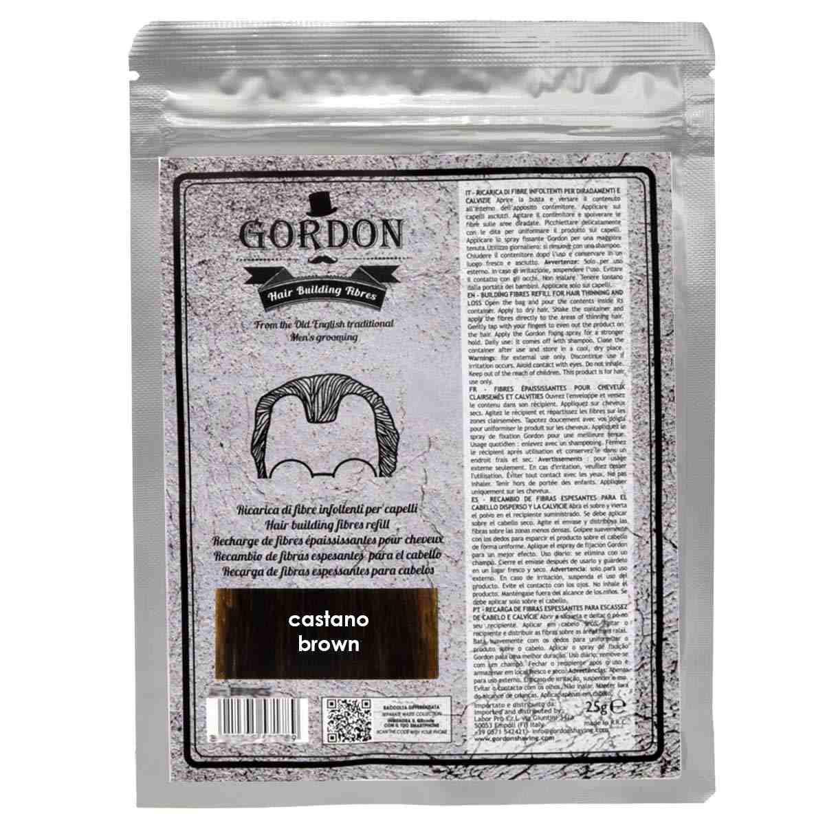 Gordon ricarica fibre infoltenti colore castano 25gr