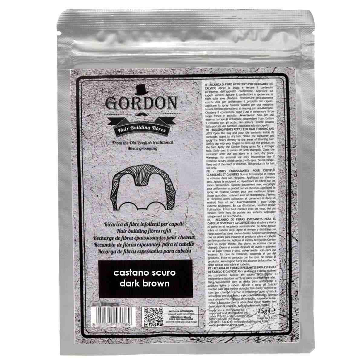 Gordon ricarica fibre infoltenti colore castano scuro 25gr