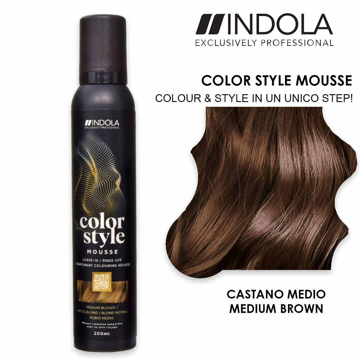 Indola color style mousse 200 ml castano medio