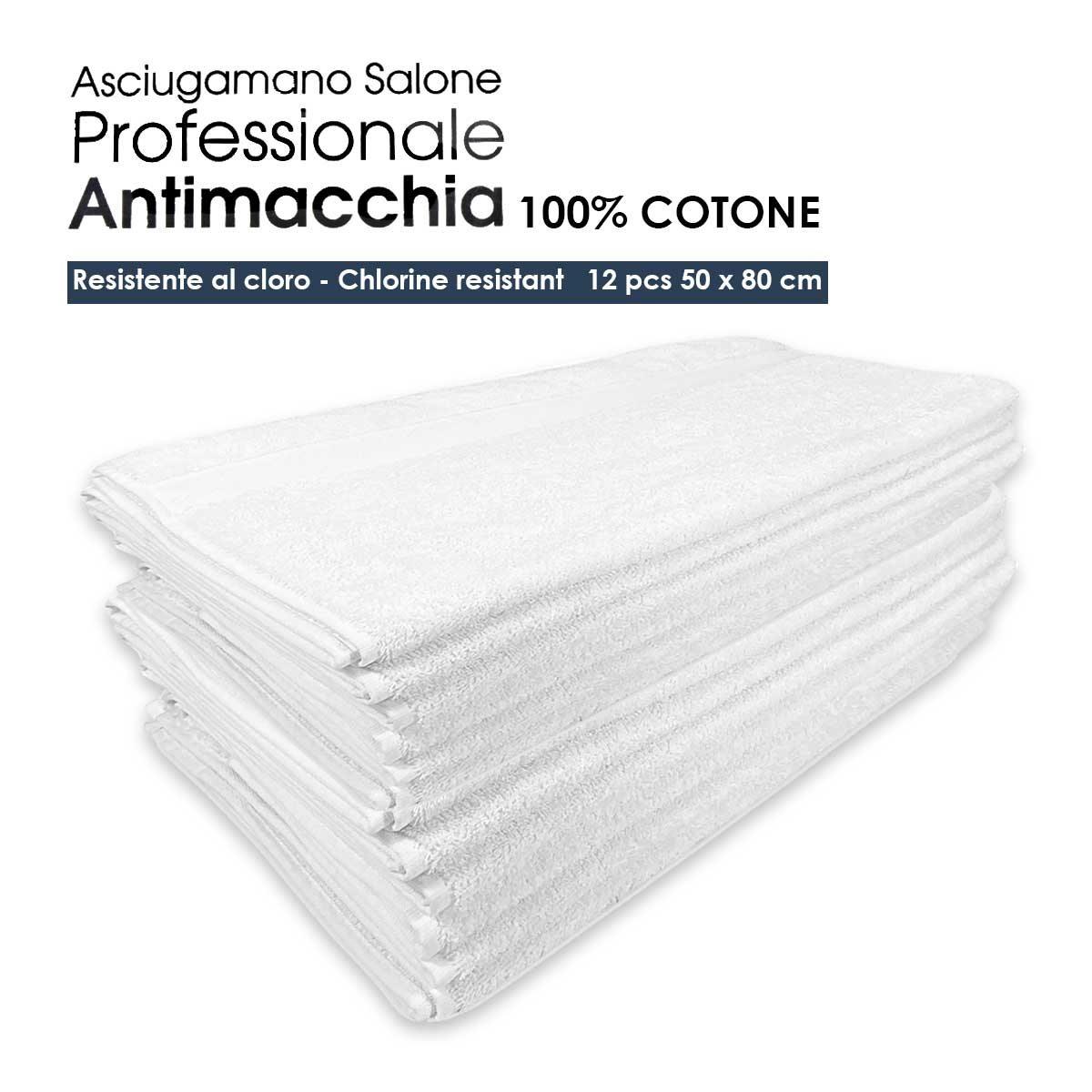 Asciugamano salone profess. - antimacchia white 12 pz. 50 x 80 cm 100% cotone