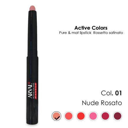 ARVAL Pure & mat lipstick n. 01 - nude rosato     rossetto satinato - matitone