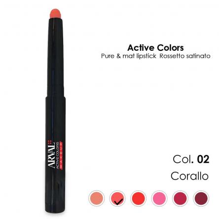 ARVAL Pure & mat lipstick n. 02 - corallo       rossetto satinato - matitone