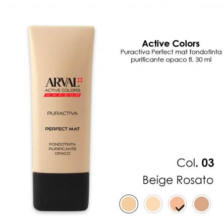 ARVAL PURACTIVA - Perfect mat n. 03 - beige rosato       fondotinta purificante opaco  ft 30ml