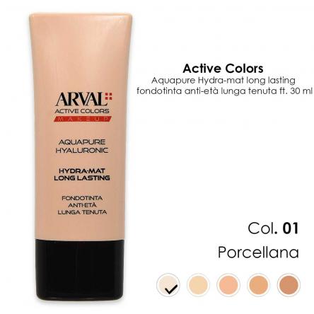 ARVAL AQUAPURE Hyaluronic - Hydra-mat long lasting n. 01 - porcellana   fondotinta anti-età lunga tenuta  ft 30ml