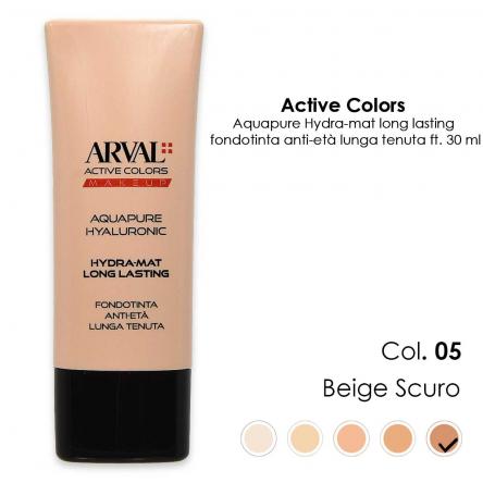 ARVAL AQUAPURE Hyaluronic - Hydra-mat long lasting n. 05 - beige scurofondotinta anti-età lunga tenuta  ft 30ml