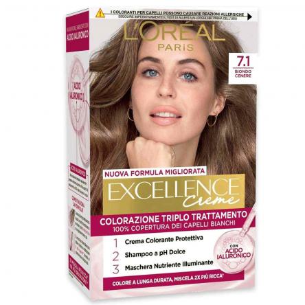 L'oreal colorazione triplo trattamento excellence n° 7.1 biondo cenere
