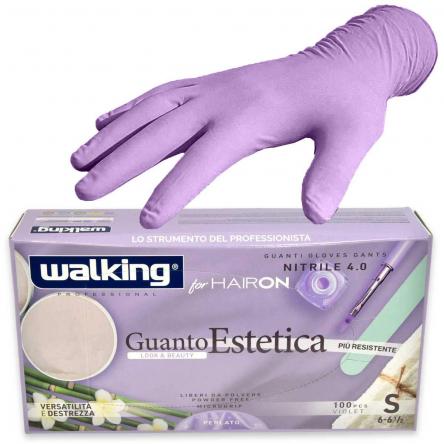 Guanto estetica violet glitter walking for hairon nitrile viola mis.s