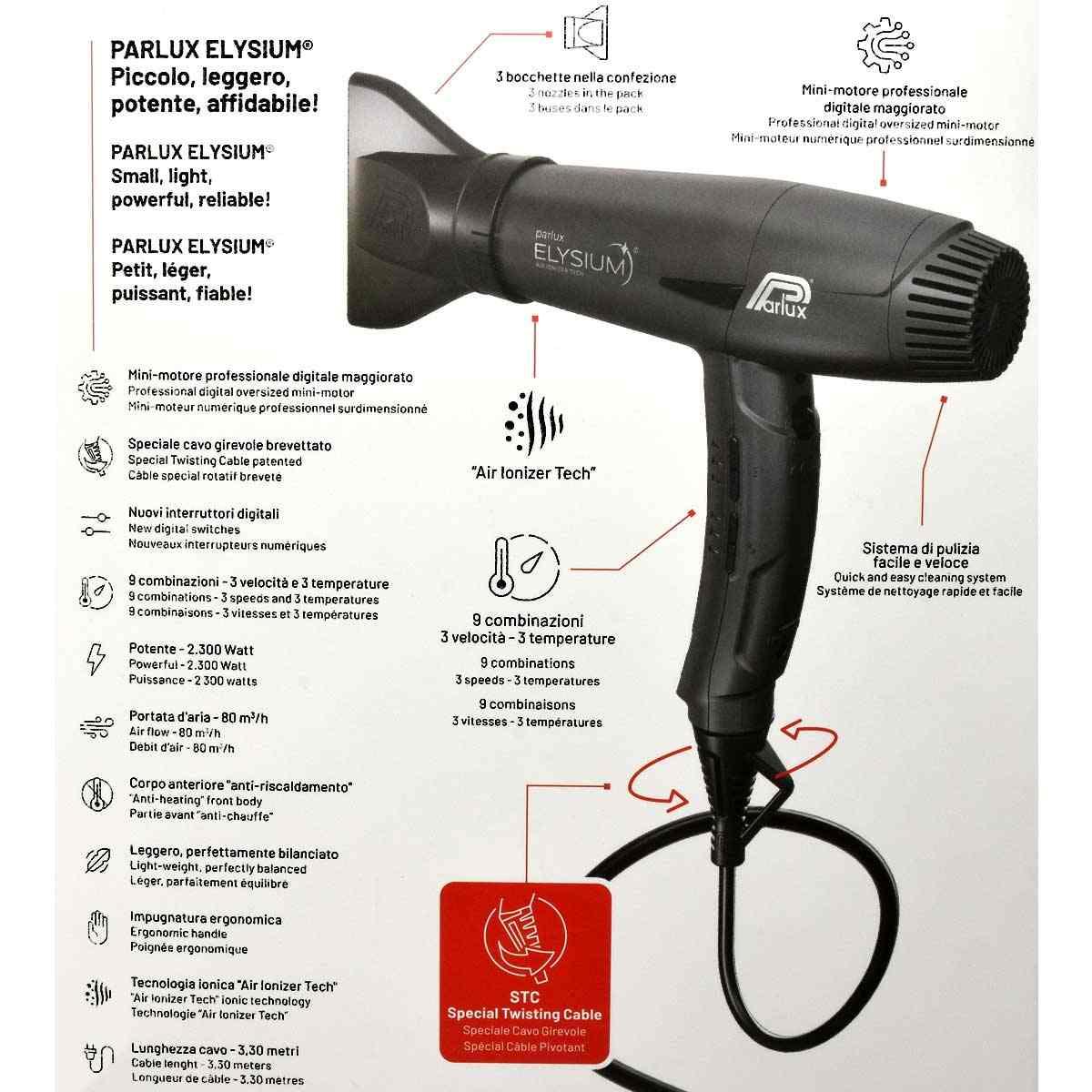 Parlux pack elysium 2300 watt + magic compact rame