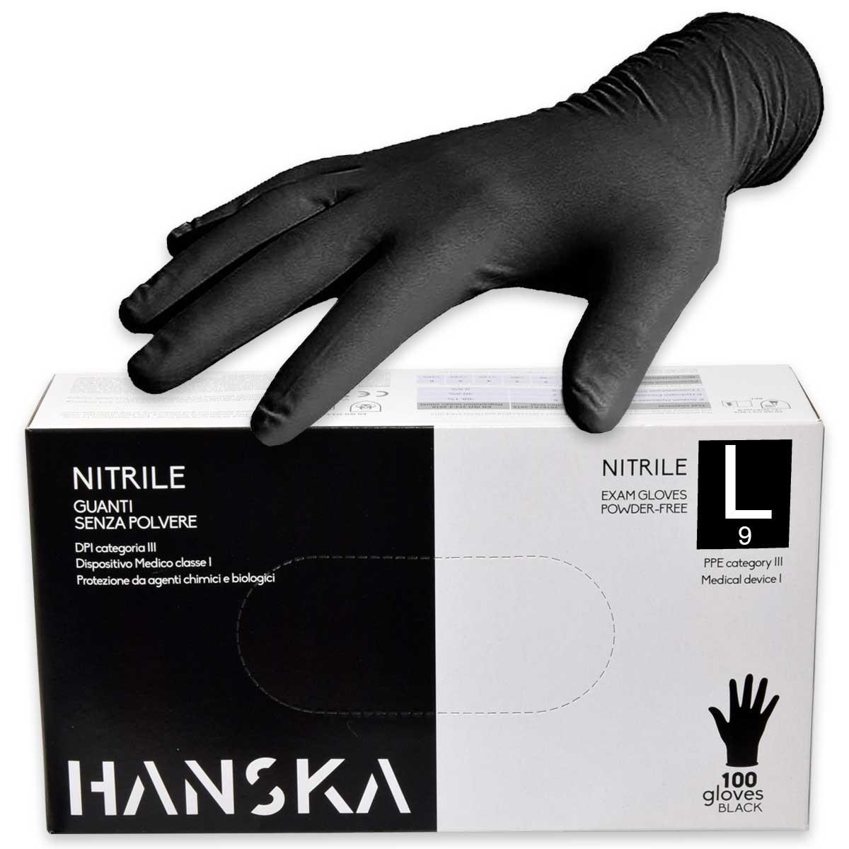 Guanti in nitrile 100 pz nero senza polvere l