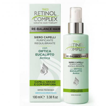 Retinol complex siero capelli antiforfora purificante riequilibrante con ortica, eucalipto e arnica 100ml