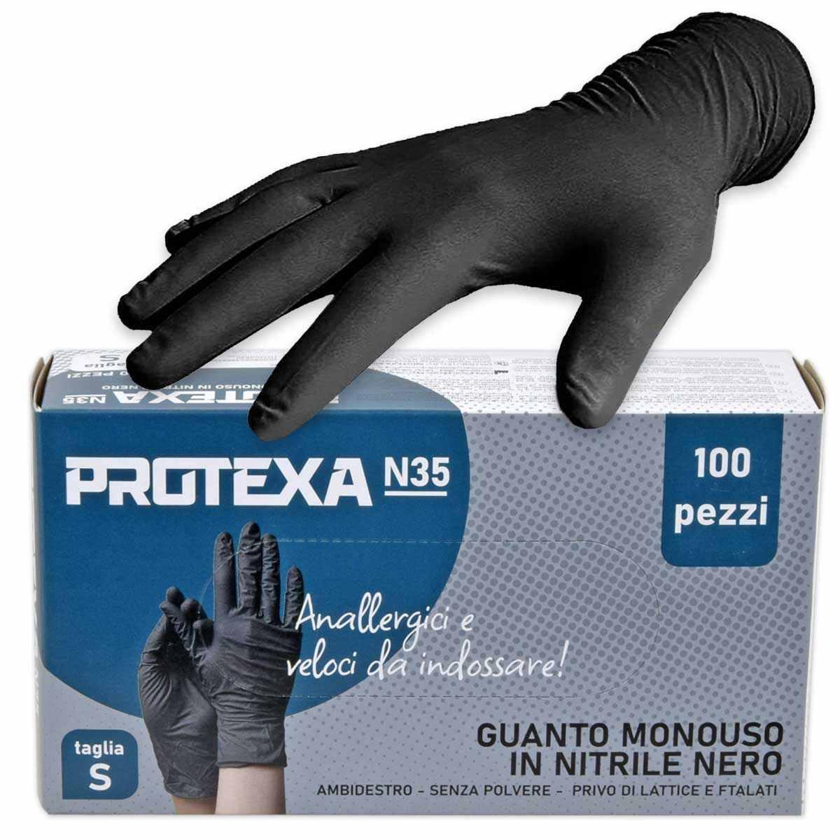 Guanti in nitrile 3,5 gr 100 pz nero senza polvere s