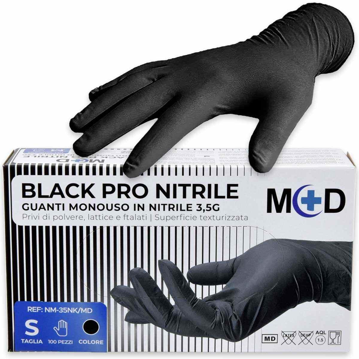 Guanti in nitrile 3,5 gr 100 pz nero senza polvere s