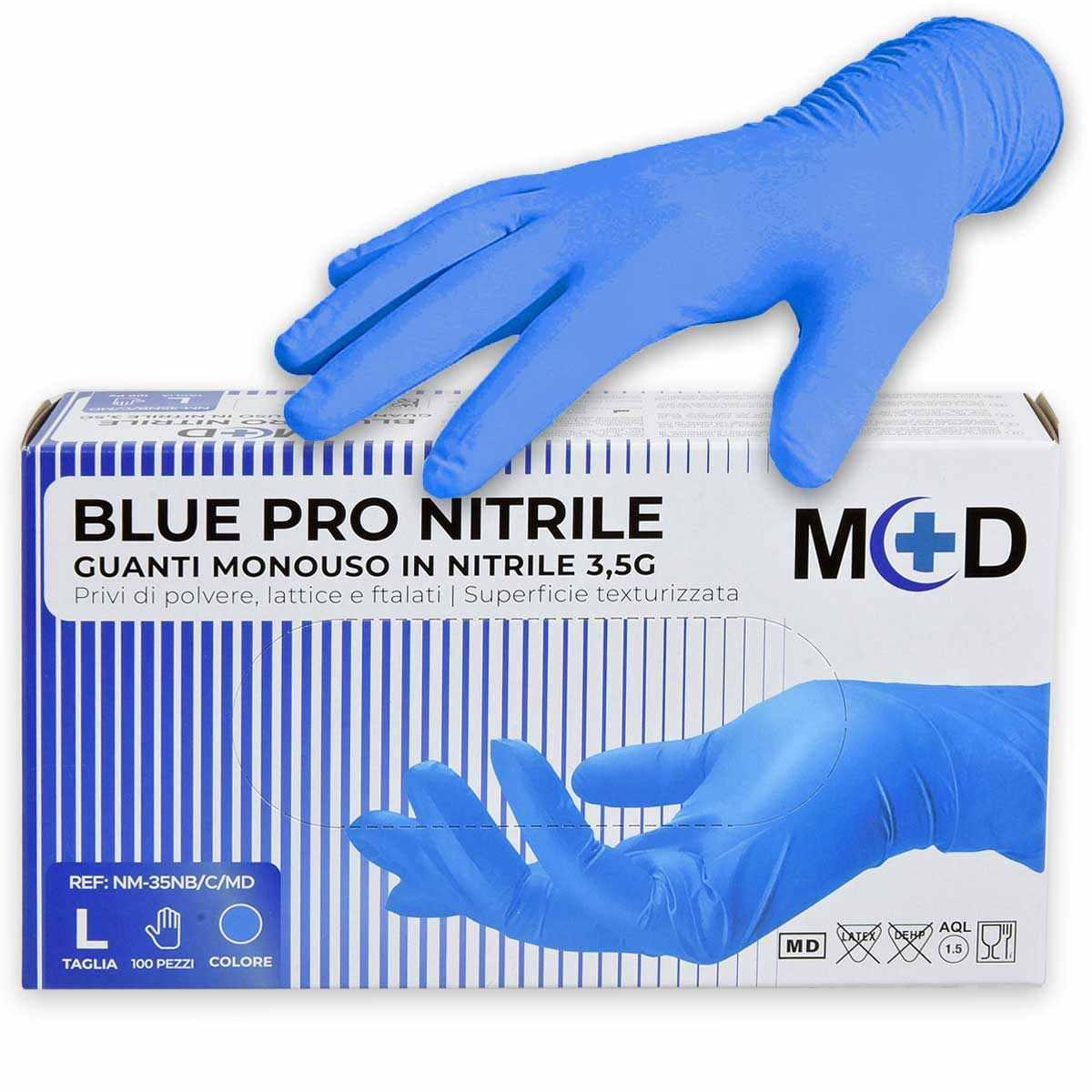 Guanti in nitrile 3,5 gr 100 pz blue senza polvere l