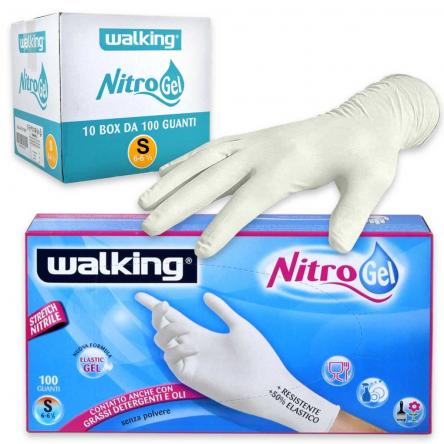 Walking guanti nitrile bianco nitro gel s small conf. 10 box da 100 guanti