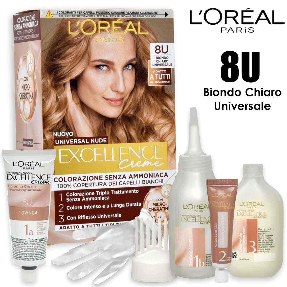 L'oreal excellence creme universal nude senza ammoniaca n° 8u biondo chiaro
