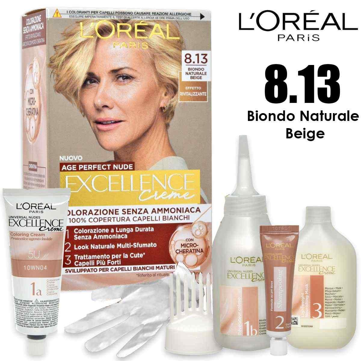 L'oreal excellence creme universal nude senza ammoniaca n° 8.13 biondo beige
