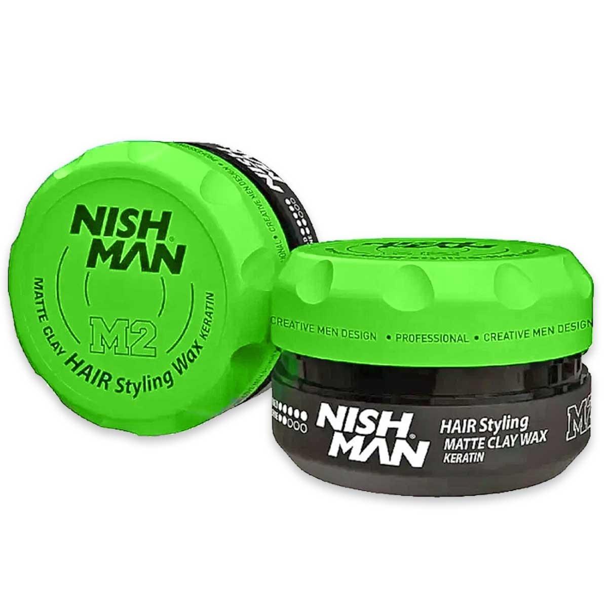 Nishman matte clay hair styling wax keratin m2 150 ml
