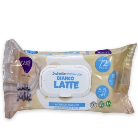 Clendy salviette imbevute bianco latte 72 pz