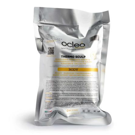 Ocleo  bendaggio pronto termogenico ad effetto caldo riducente cellulite - 2 bende 10 cm. x 9 mt. in estensione - ml 225