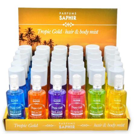 Saphir espositore 36 pezzi + 6 tester tropic gold hair & body mist 100 ml