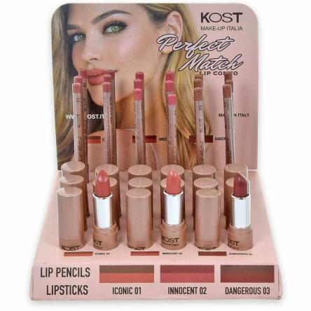 Display lip combo perfect match kost 01 (18 rossetti+3 tst+18 matite labbra)