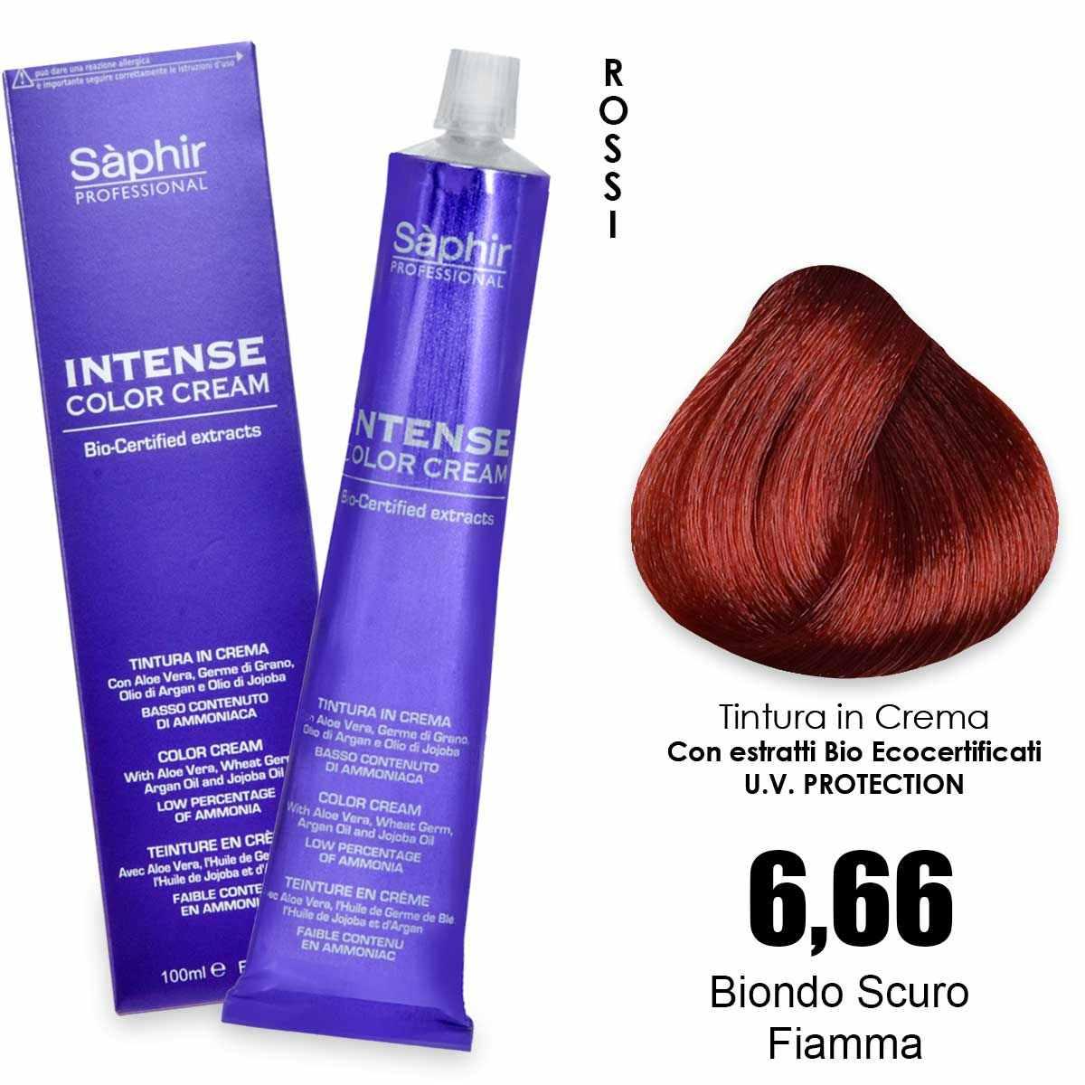 Saphir  intense color cream - 6.66  biondo scuro fiamma