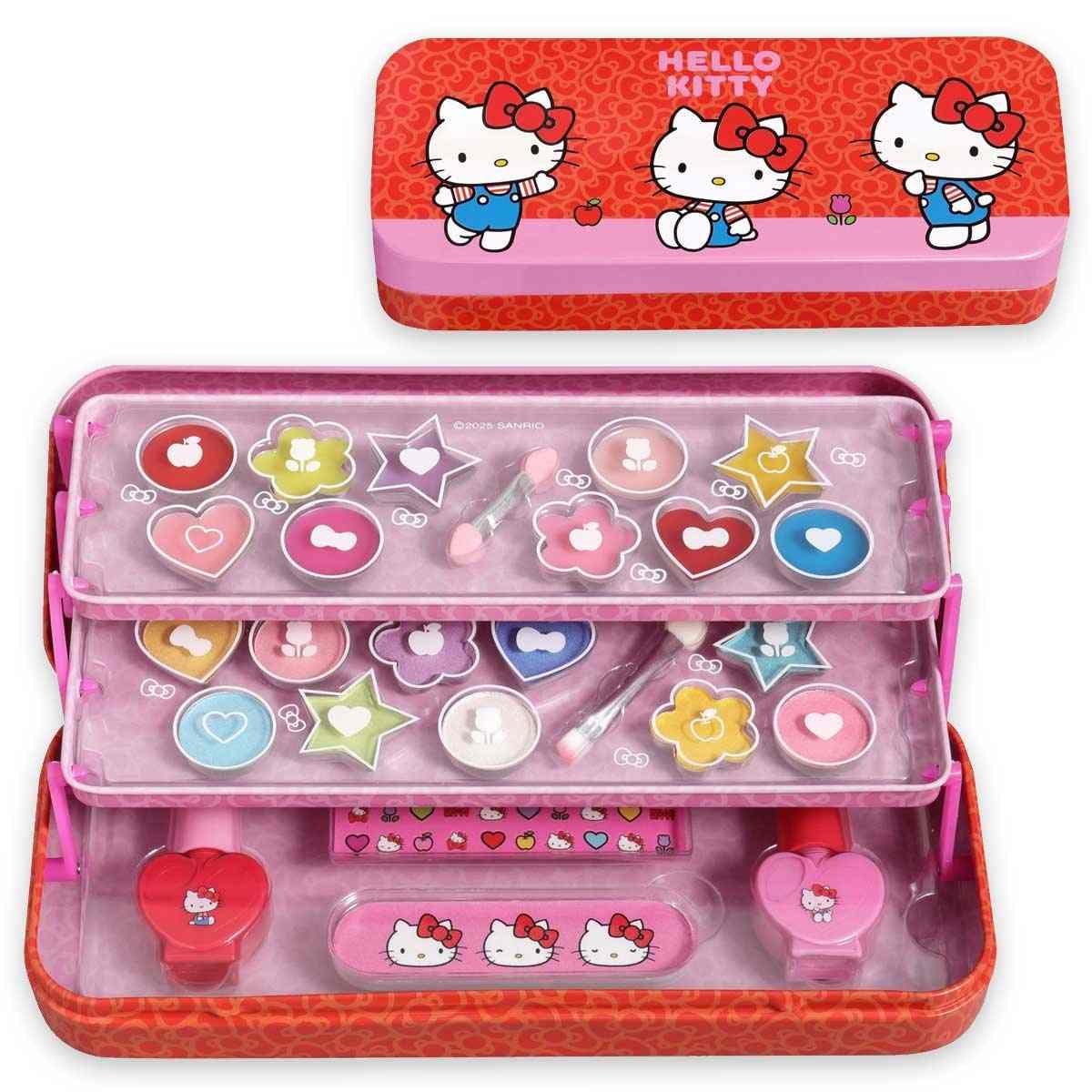 Hello kitty makeup tin with 3 folding trays